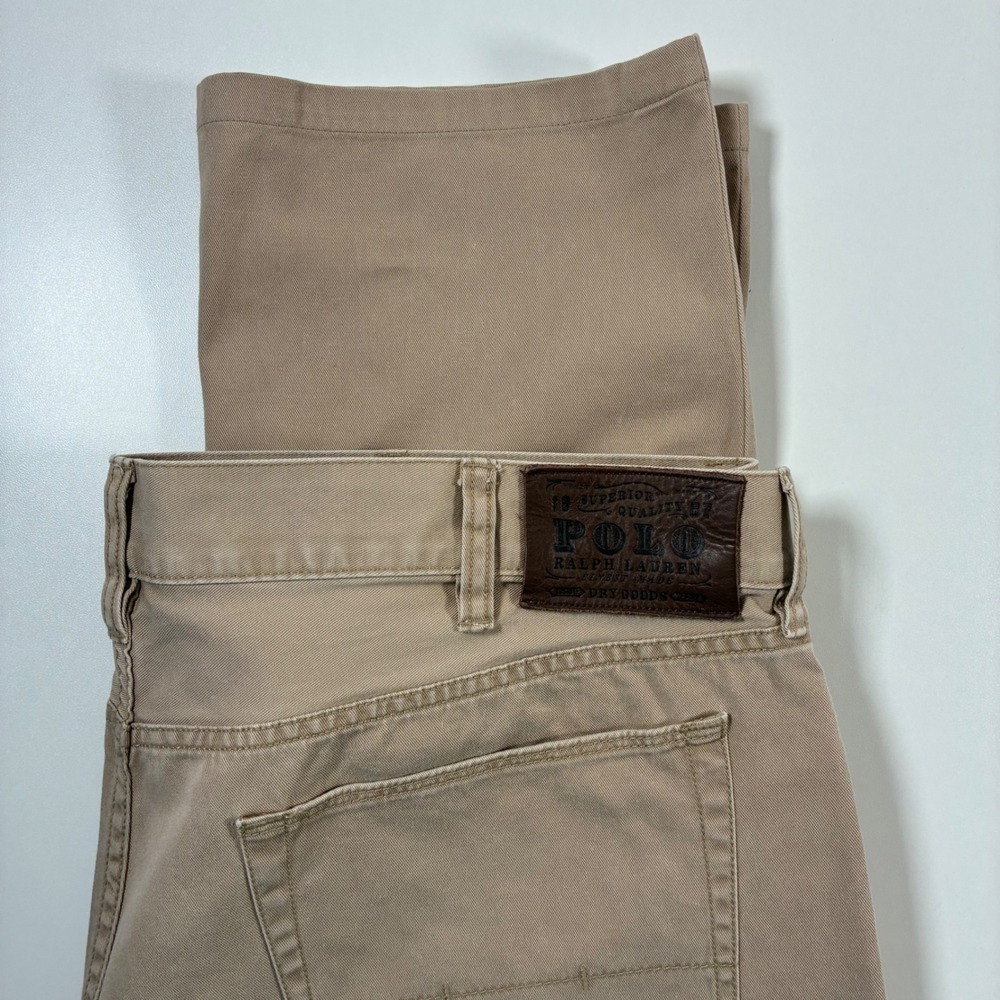 Polo Ralph Lauren 650 Straight Pants 40x28 Tan Khaki Cotton Twill 5 Pocket